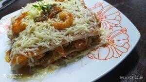 Lasaña con camarones